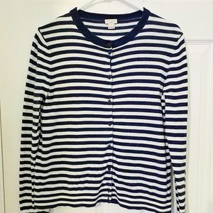 J Crew Nautical  size M Blue Stripe Cardigan